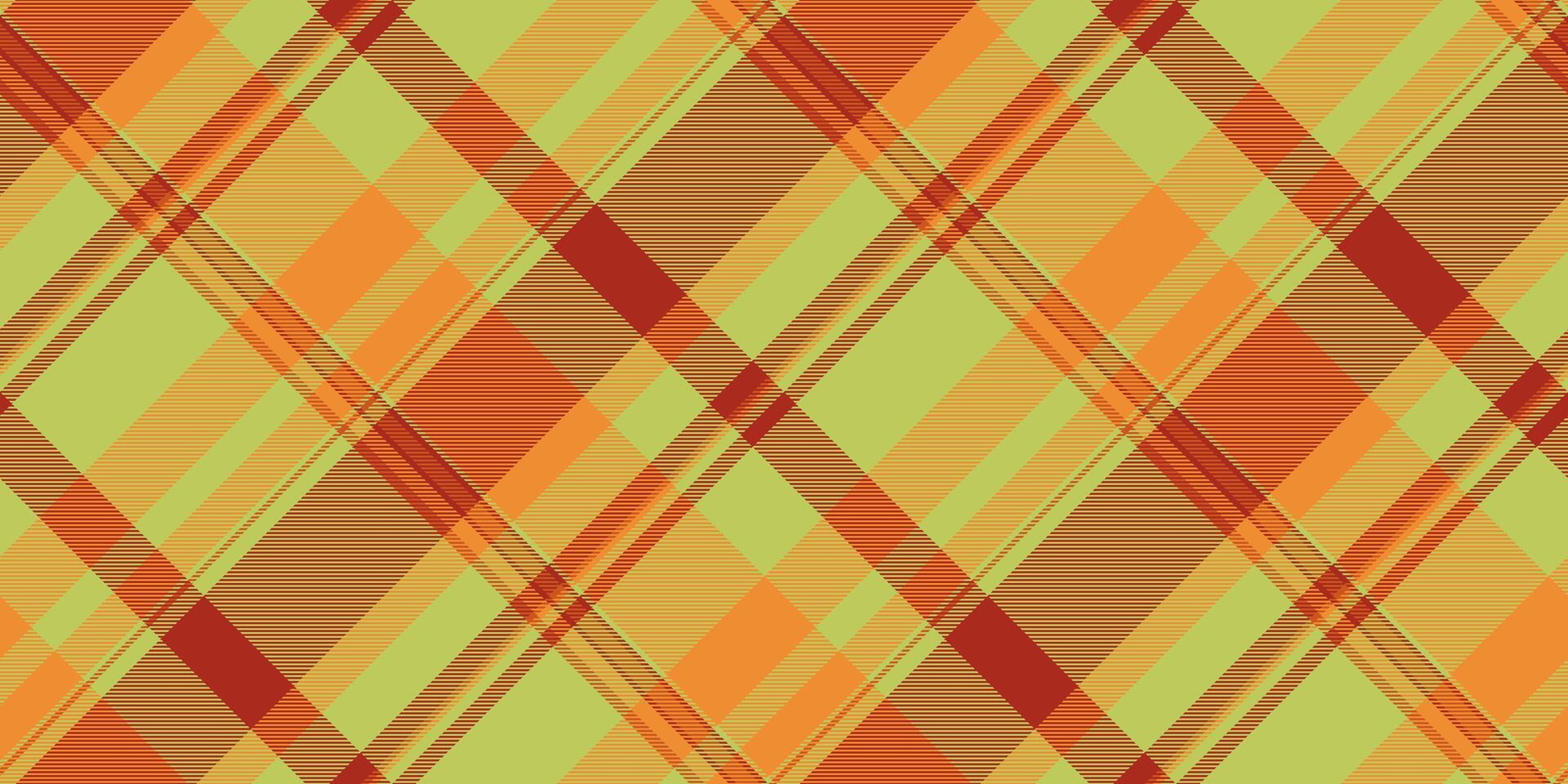 Modern check plaid , production pattern texture fabric. Printout background textile tartan seamless in lime and orange colors. vector