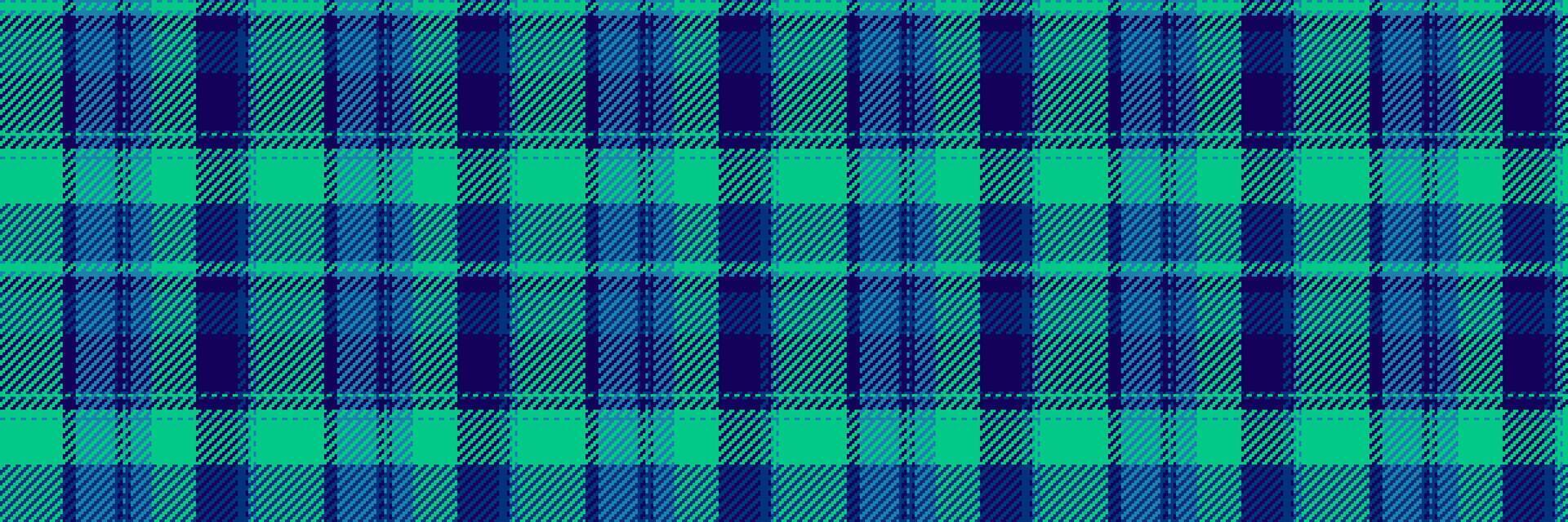 Copy space pattern tartan seamless, fashion fabric texture. Sample check textile plaid background in teal and indigo colors. vector