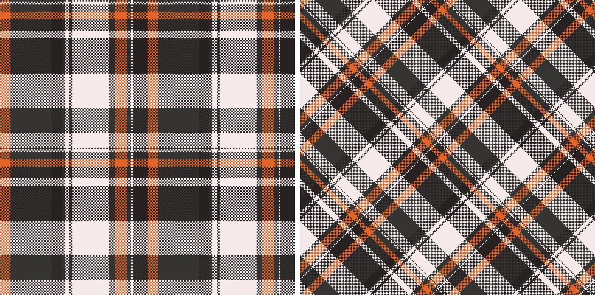 Background seamless pattern of fabric texture with a check textile tartan plaid. Set in halloween colors for best trousers and professional look. vector