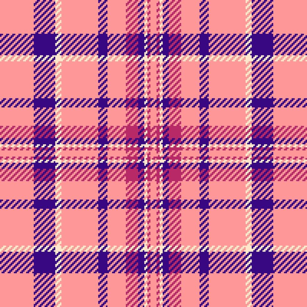 Fuzzy fabric texture, party pattern check textile. Tiny plaid seamless background tartan in red and violet colors. vector