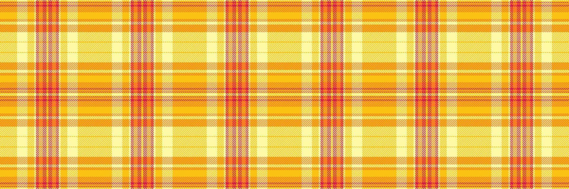 French texture fabric, content tartan plaid pattern. Single seamless background check textile in bright and yellow colors. vector