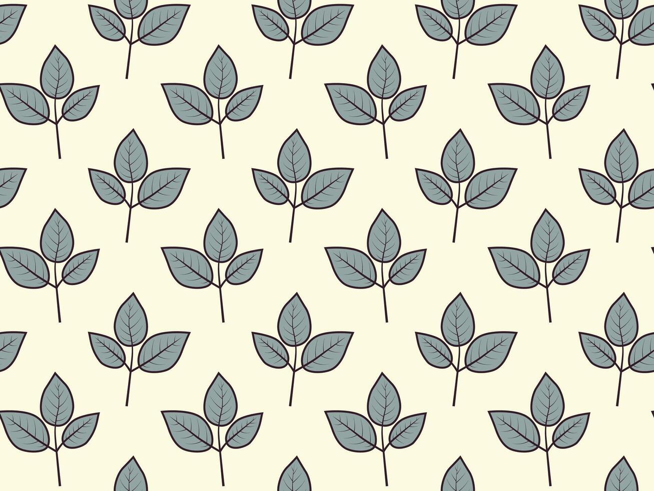 Hand drawn floral pattern design. Simple ornament with plant and leaf. vector