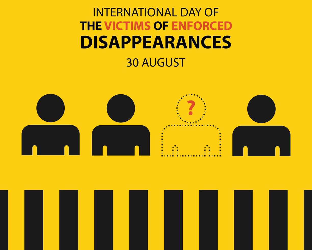 illustration graphic of four missing person icons, perfect for international day, the victim of enforced, disappearances, celebrate, greeting card, etc. vector