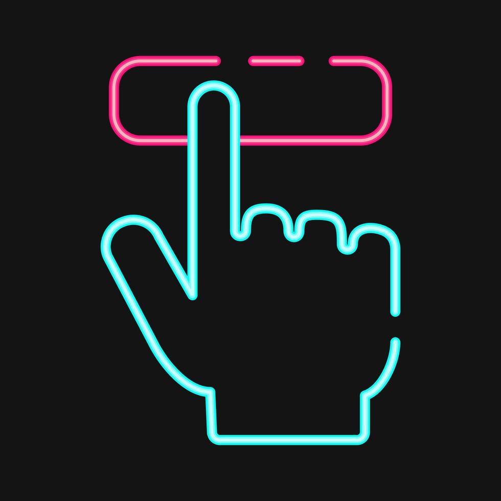 Icon hand pressing a button. USA general election elements. Icons in neon style. Good for prints, posters, infographics, etc. vector