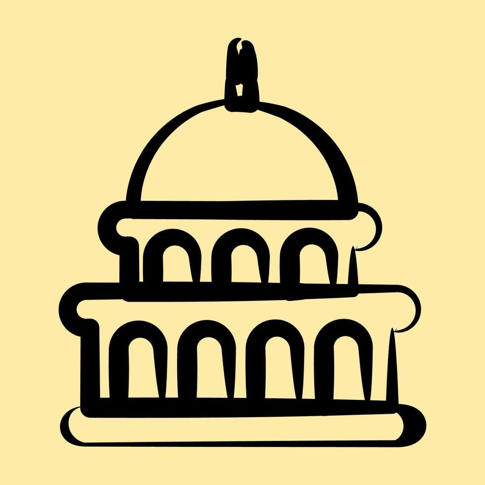 Icon capitol. USA general election elements. Icons in hand drawn style. Good for prints, posters, infographics, etc. vector