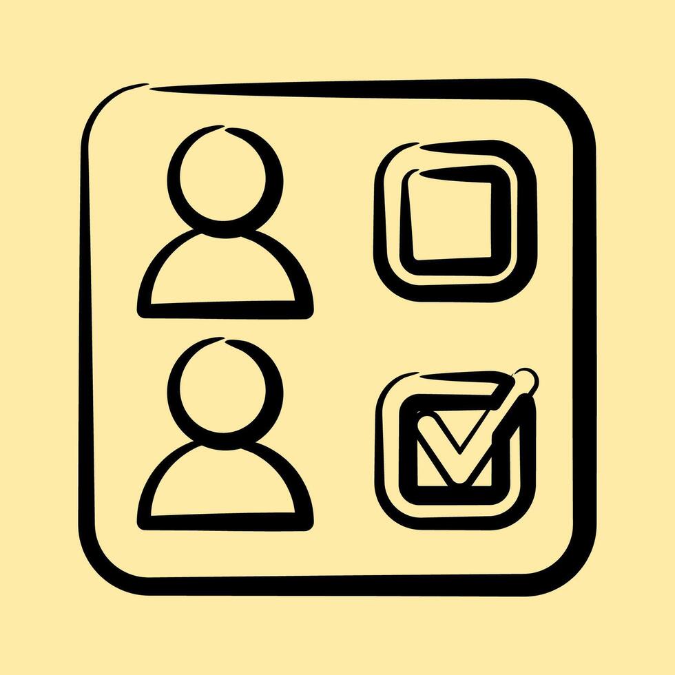 Icon ballot paper. USA general election elements. Icons in hand drawn style. Good for prints, posters, infographics, etc. vector