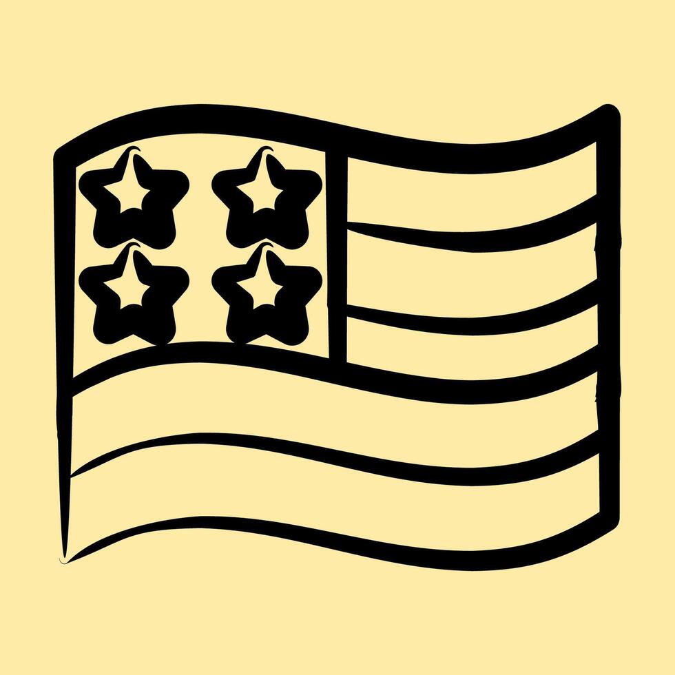 Icon usa flag. USA general election elements. Icons in hand drawn style. Good for prints, posters, infographics, etc. vector