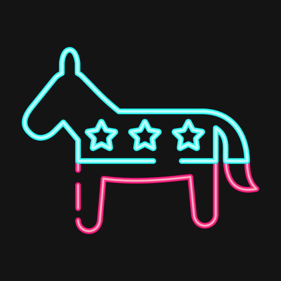 Icon donkey. USA general election elements. Icons in neon style. Good for prints, posters, infographics, etc. vector