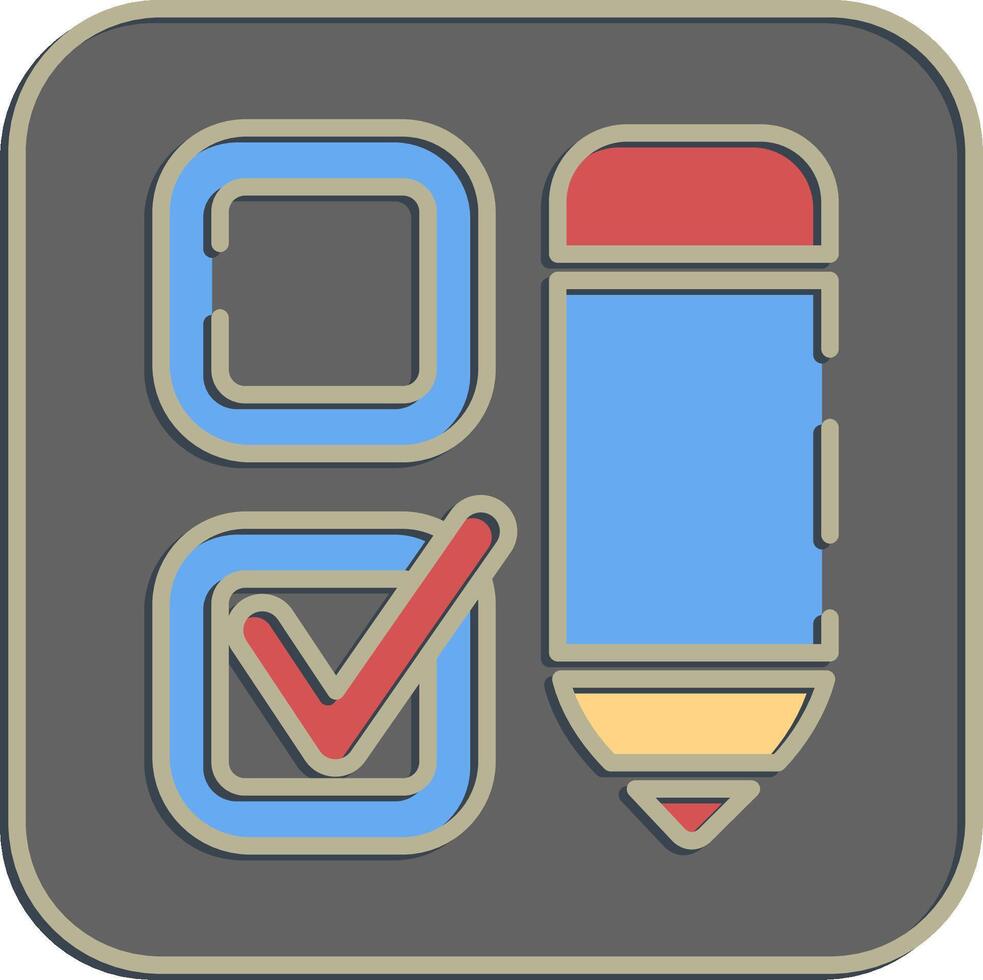 Icon check mark with a pen. USA general election elements. Icons in embossed style. Good for prints, posters, infographics, etc. vector