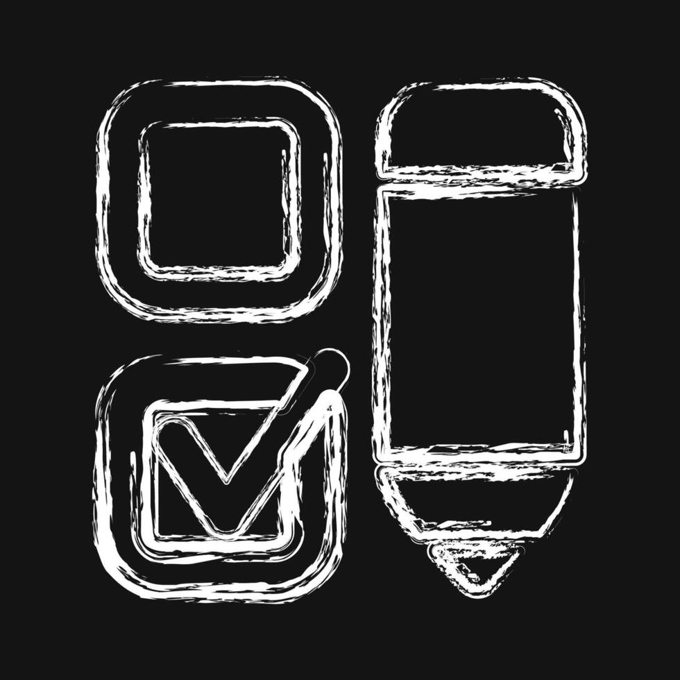 Icon check mark with a pen. USA general election elements. Icons in chalk style. Good for prints, posters, infographics, etc. vector