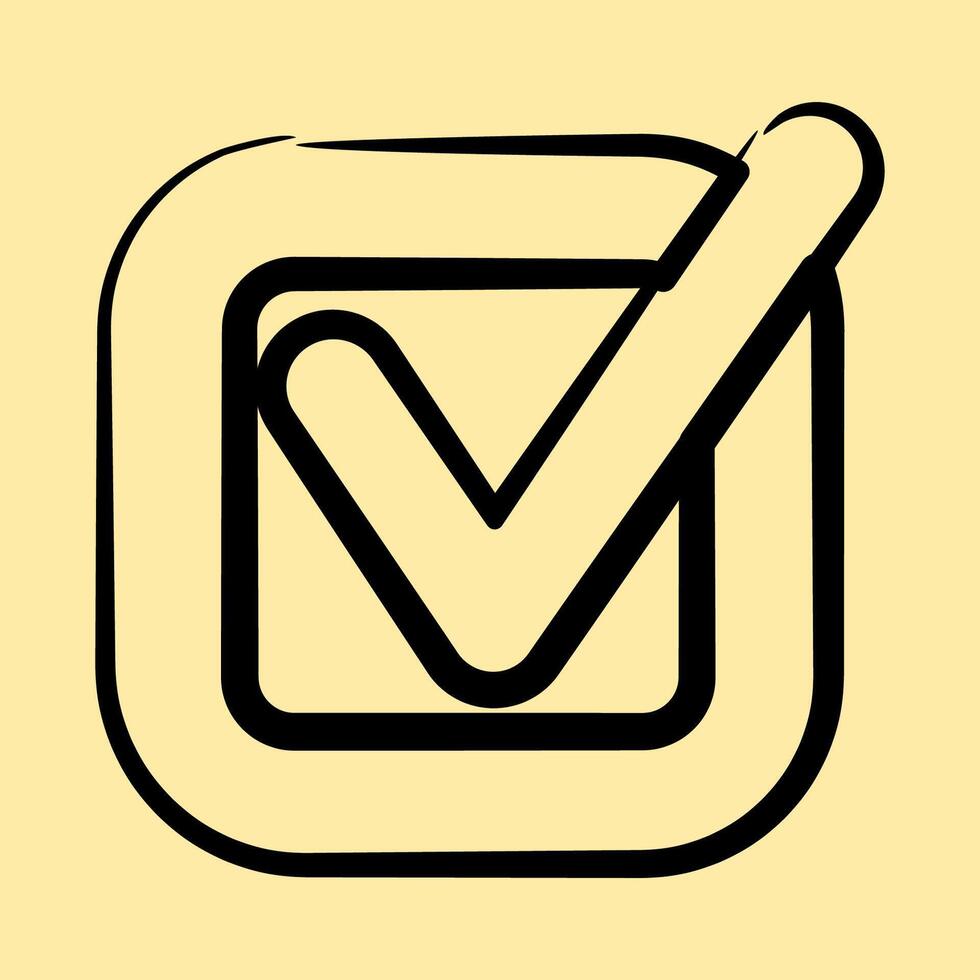 Icon check mark. USA general election elements. Icons in hand drawn style. Good for prints, posters, infographics, etc. vector