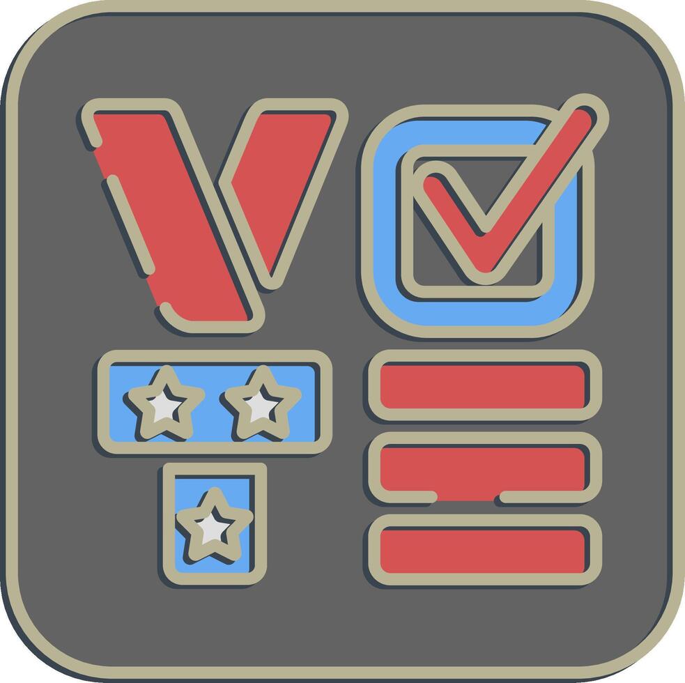 Icon vote sign. USA general election elements. Icons in embossed style. Good for prints, posters, infographics, etc. vector