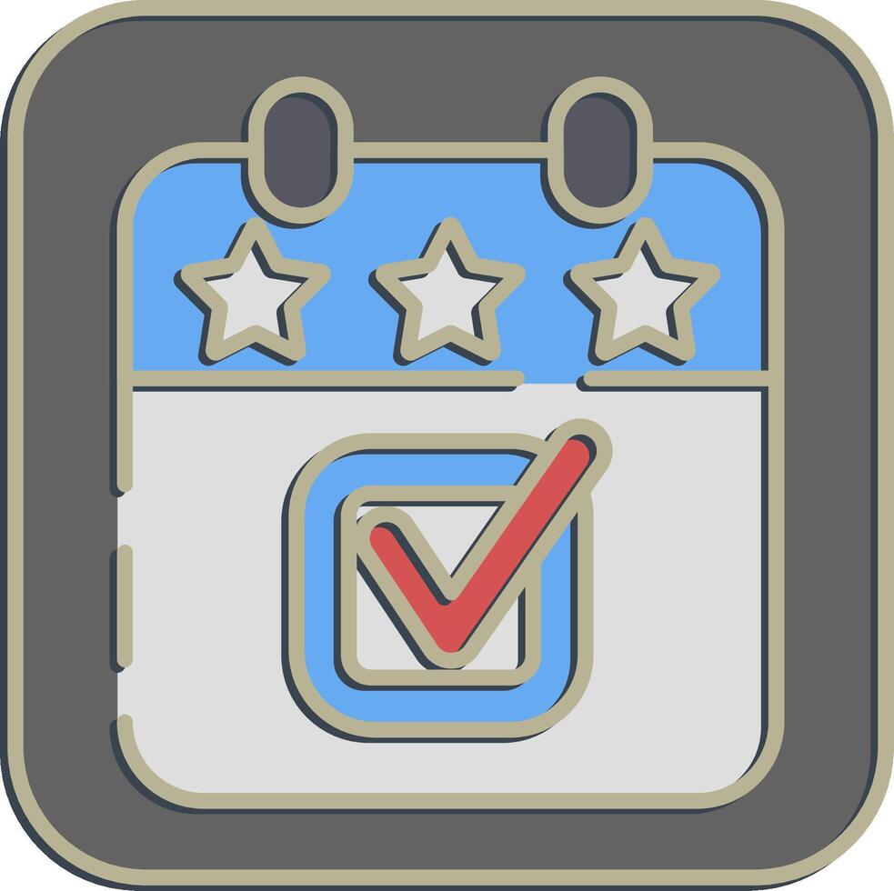 Icon election day calendar. USA general election elements. Icons in embossed style. Good for prints, posters, infographics, etc. vector