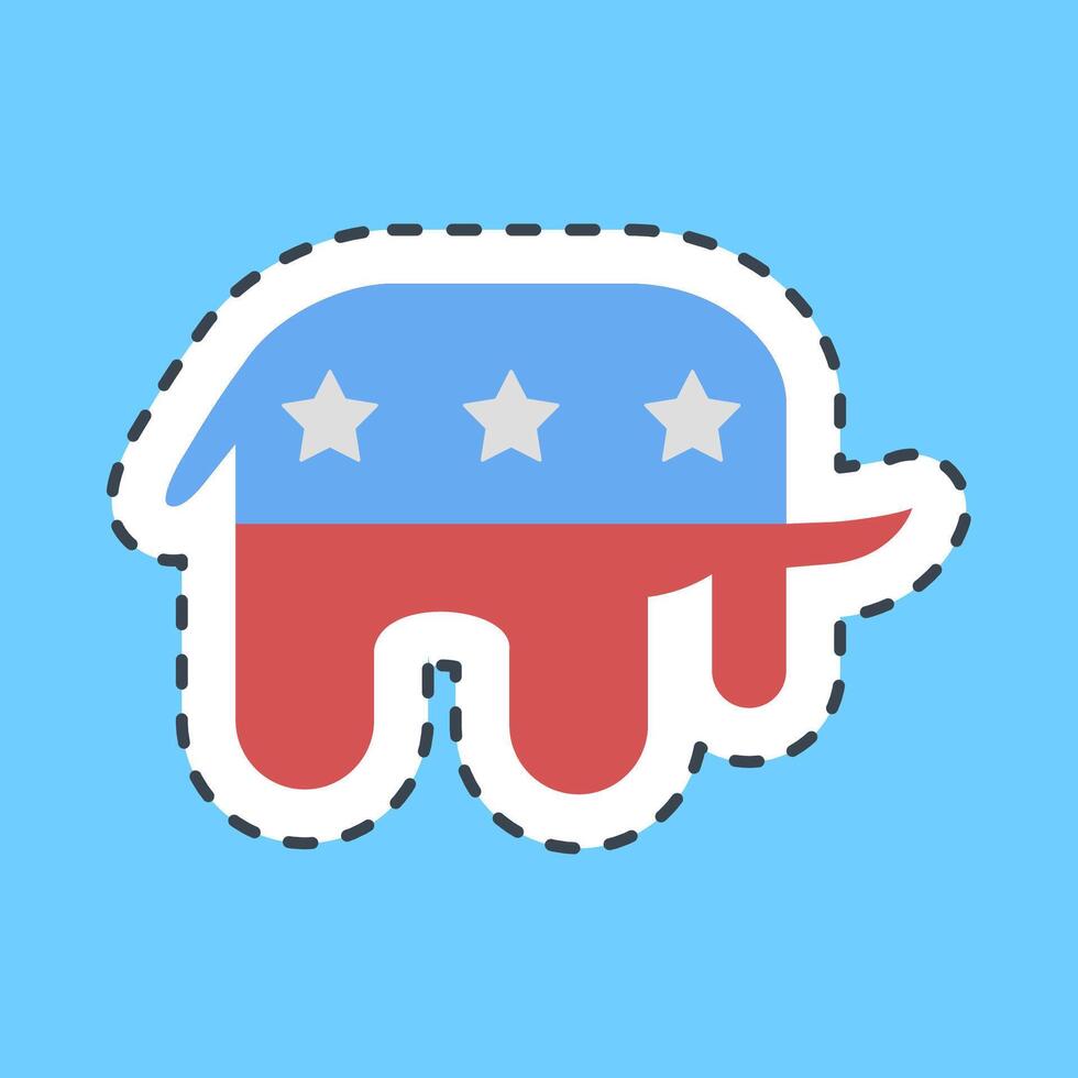 Cutting line sticker elephant. USA general election elements. Good for prints, posters, infographics, etc. vector