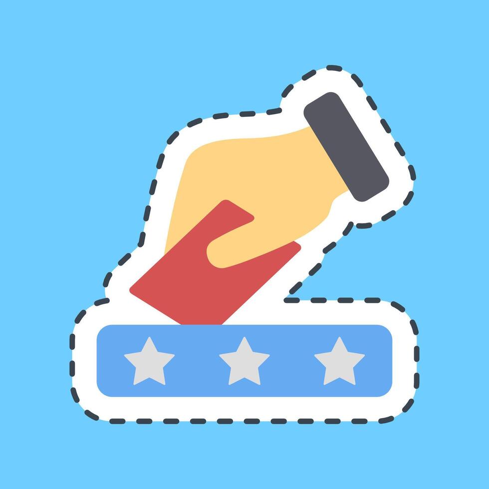 Cutting line sticker put ballot paper in the box. USA general election elements. Good for prints, posters, infographics, etc. vector