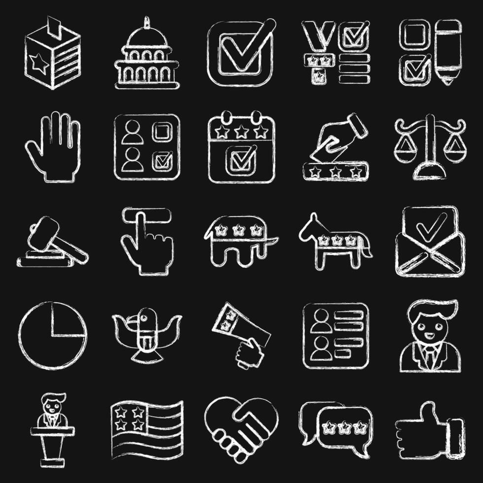 Icon set of usa election. USA general election elements. Icons in chalk style. Good for prints, posters, infographics, etc. vector