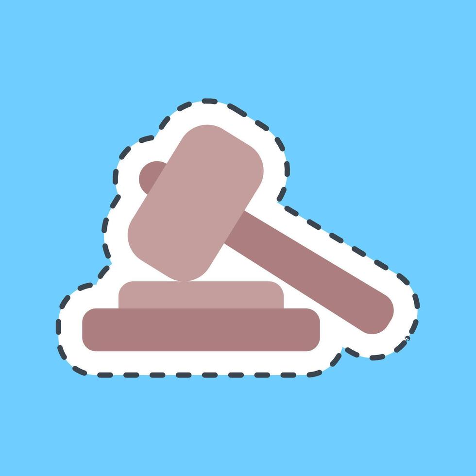 Cutting line sticker court gavel. USA general election elements. Good for prints, posters, infographics, etc. vector