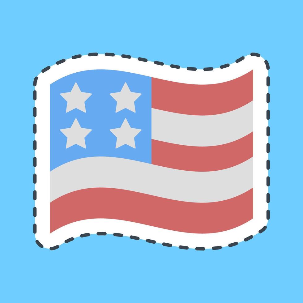 Cutting line sticker usa flag. USA general election elements. Good for prints, posters, infographics, etc. vector