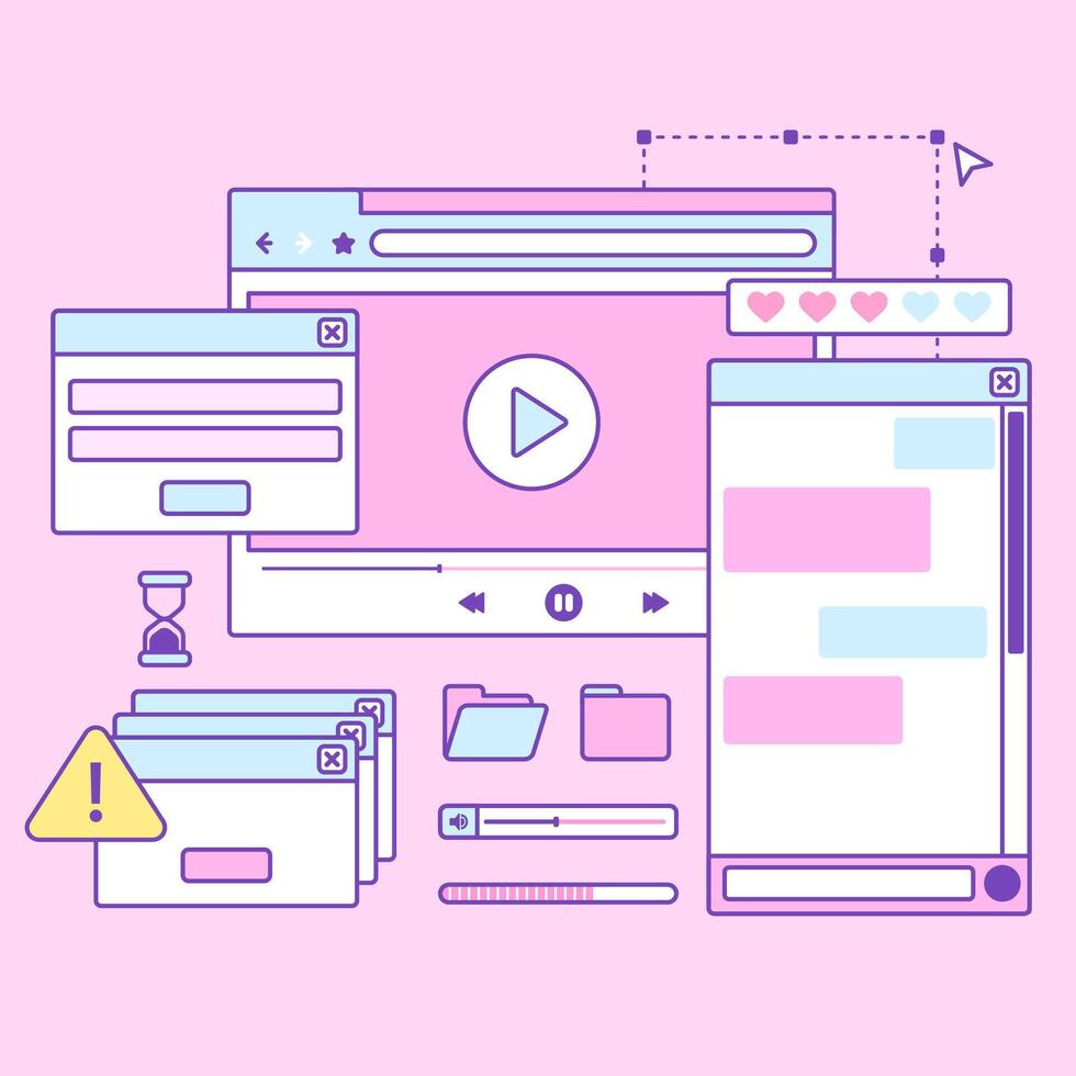 cute set of cute soft pink theme interface template design 48419885 ...