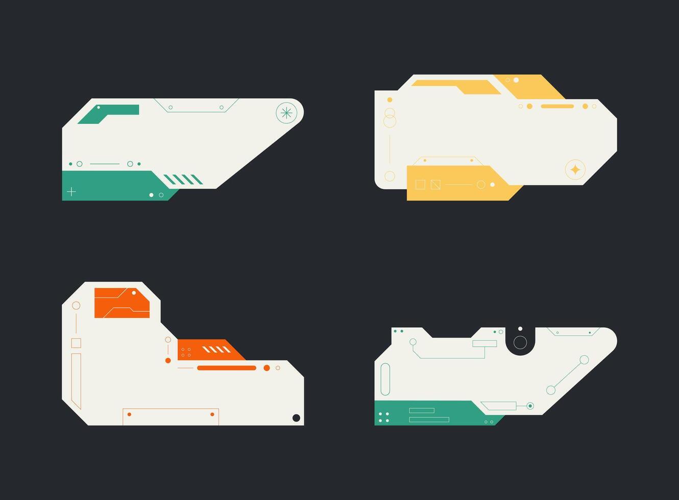 Futuristic element. Cyberpunk decals set. Hud interface design . vector