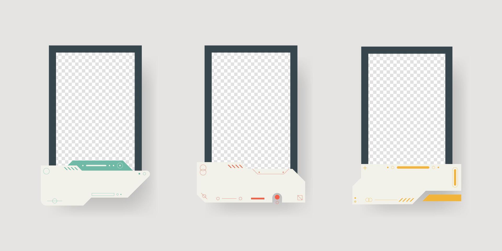 Abstract sci-fi frame template. Cyberpunk style. Game card frame mockup template design. vector