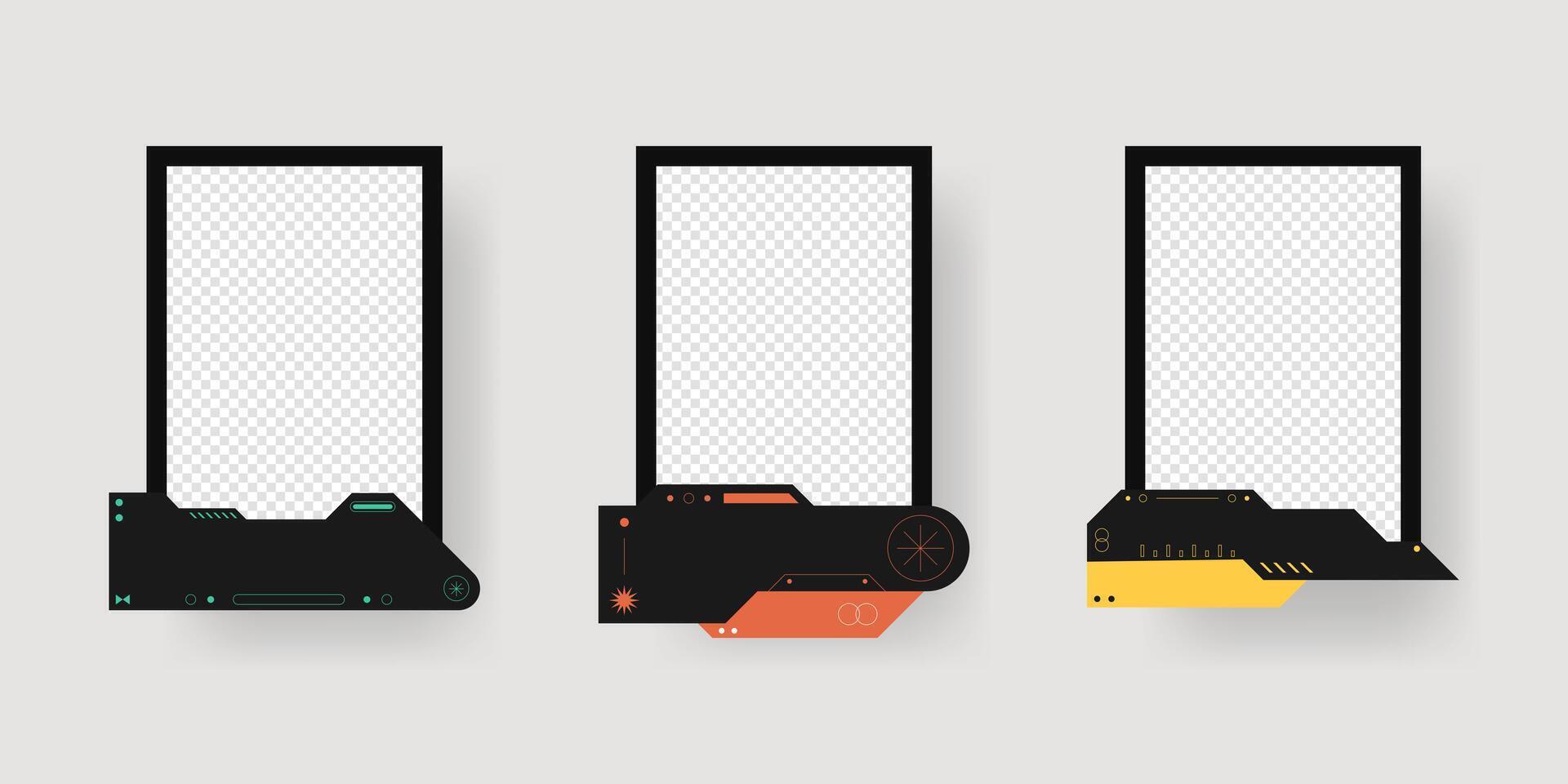 Abstract sci-fi frame template. Cyberpunk style. Game card frame mockup template design. vector