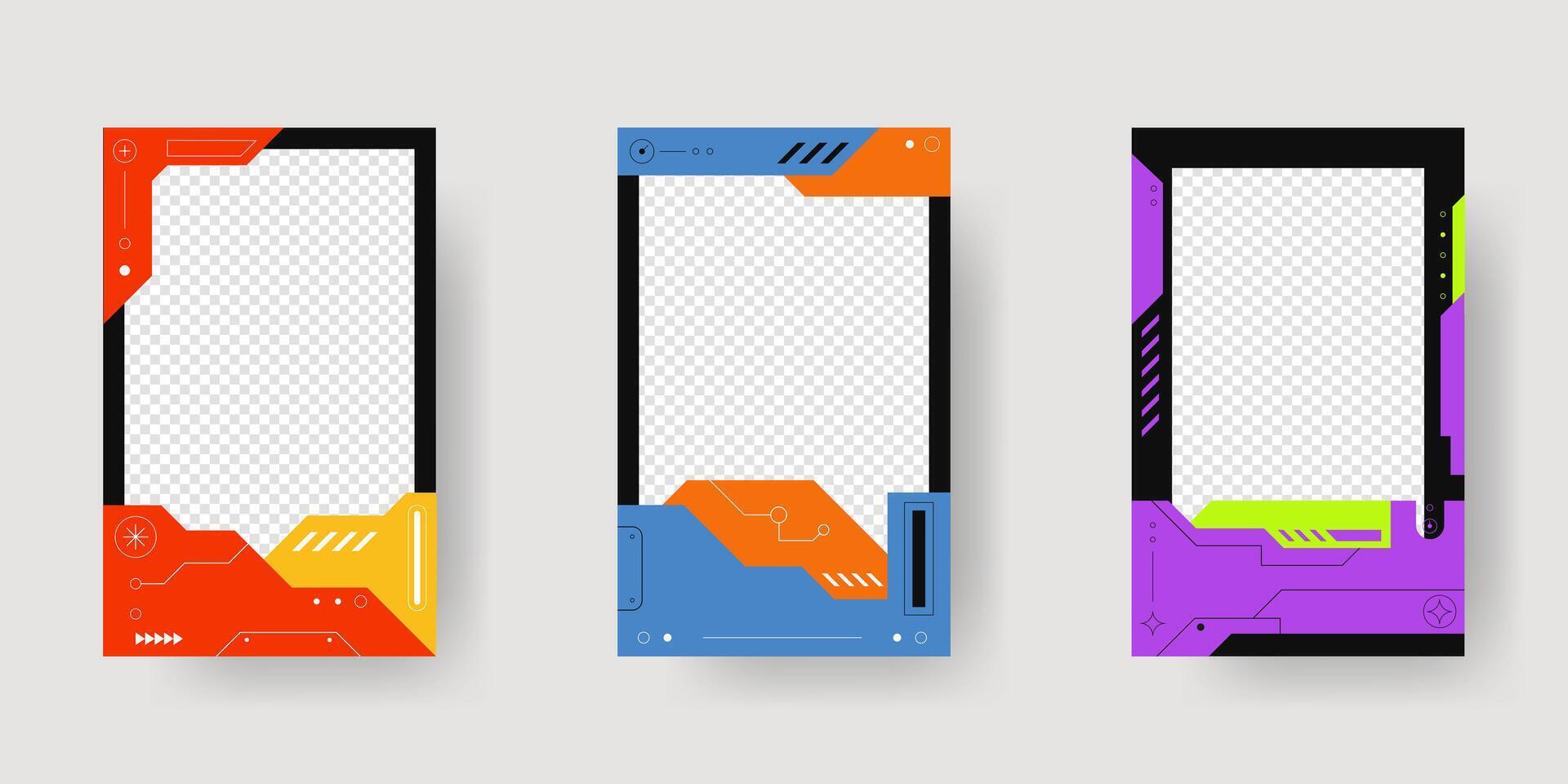 Abstract sci-fi frame. Hud interface design style. Digital futuristic frame element. Cyberpunk style. Design for banner, card, player card game, background. vector