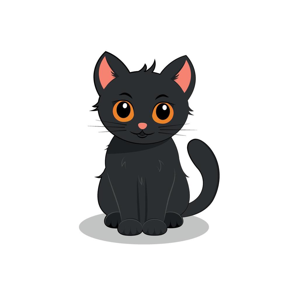 Cute and funny black cat. illustration isolated on transparent background vector