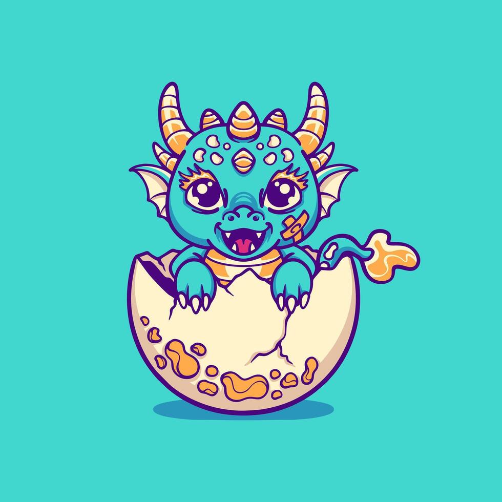 baby dragon hatches vector