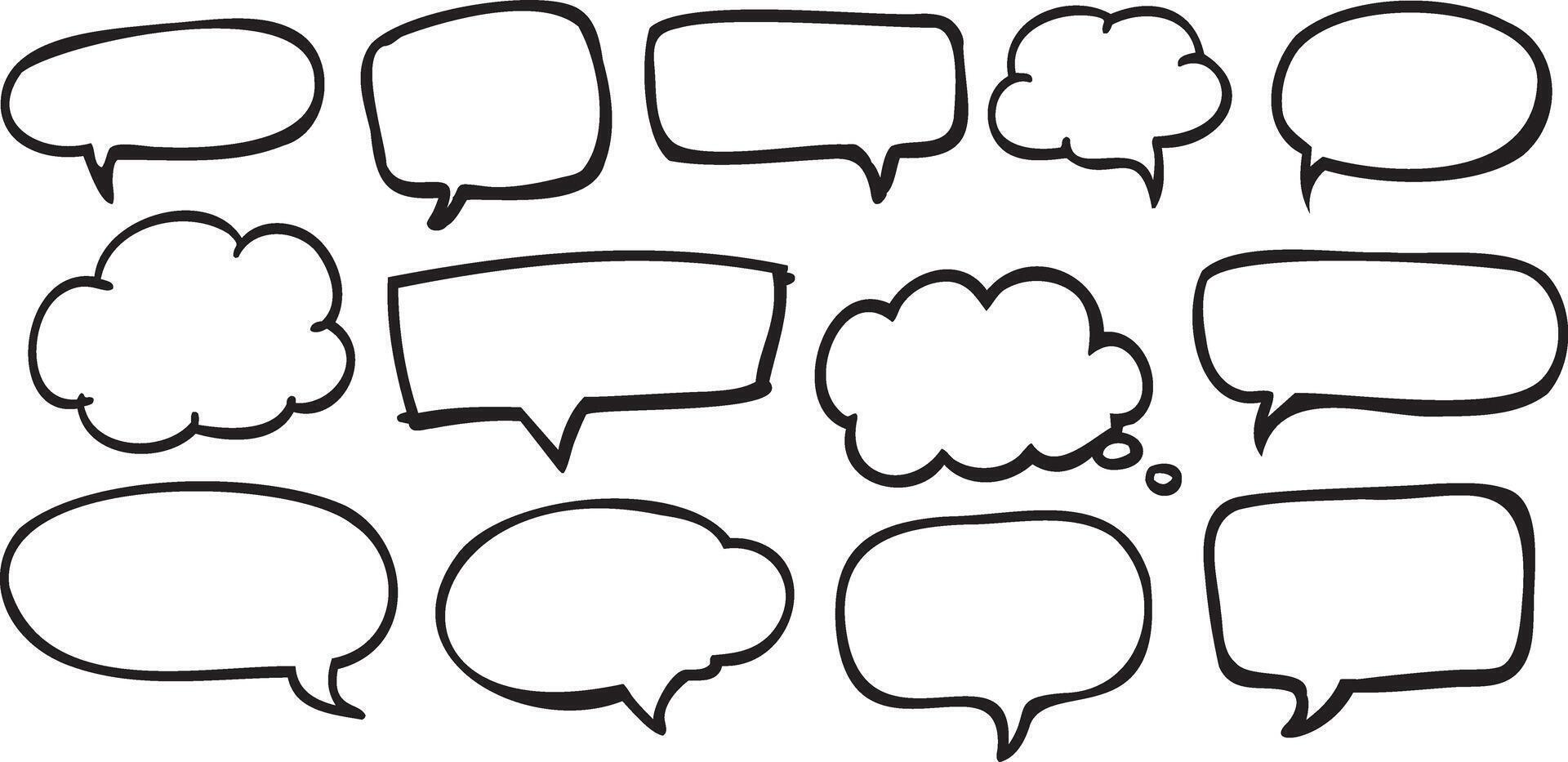 Set of Hand drawn Speech Bubbles Hand Drawn illustration on transparent background vector