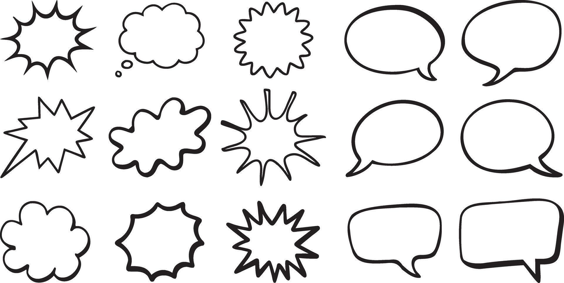 Set of Hand drawn Speech Bubbles Hand Drawn illustration on transparent background vector