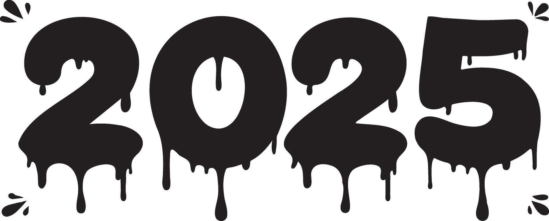 2025 text cream effect on transparent background, illustration vector