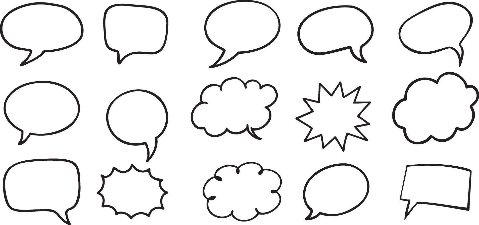 Set of Hand drawn Speech Bubbles Hand Drawn illustration on transparent background vector