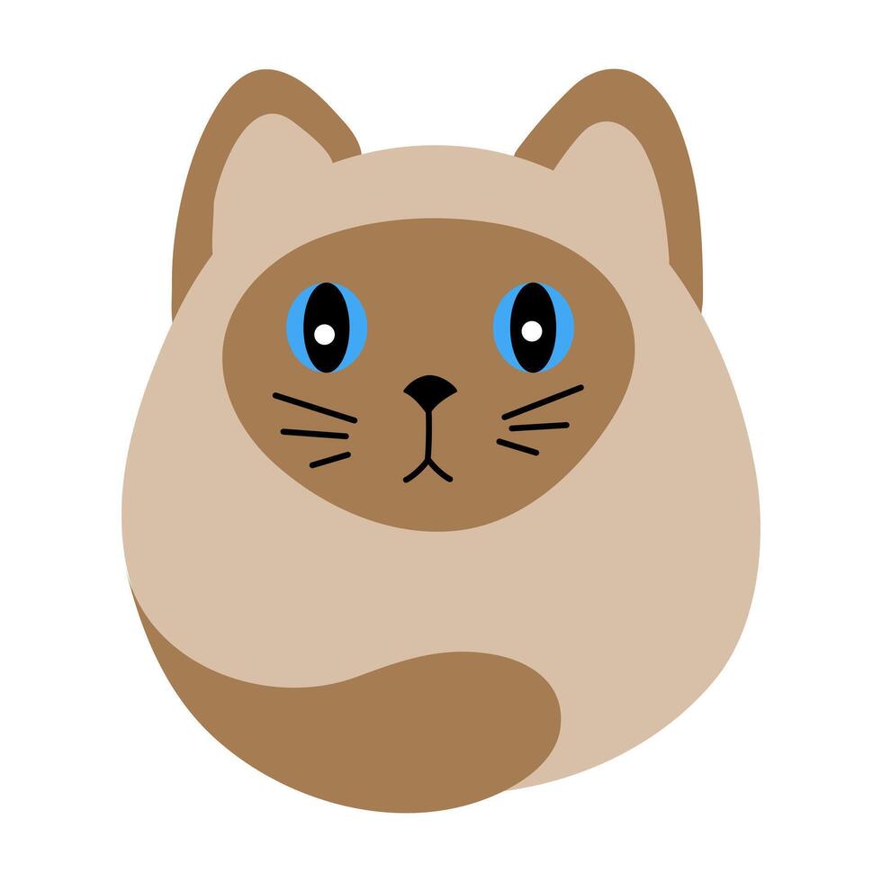 Cute siamese cat isolated on white background. illustration for children. vector