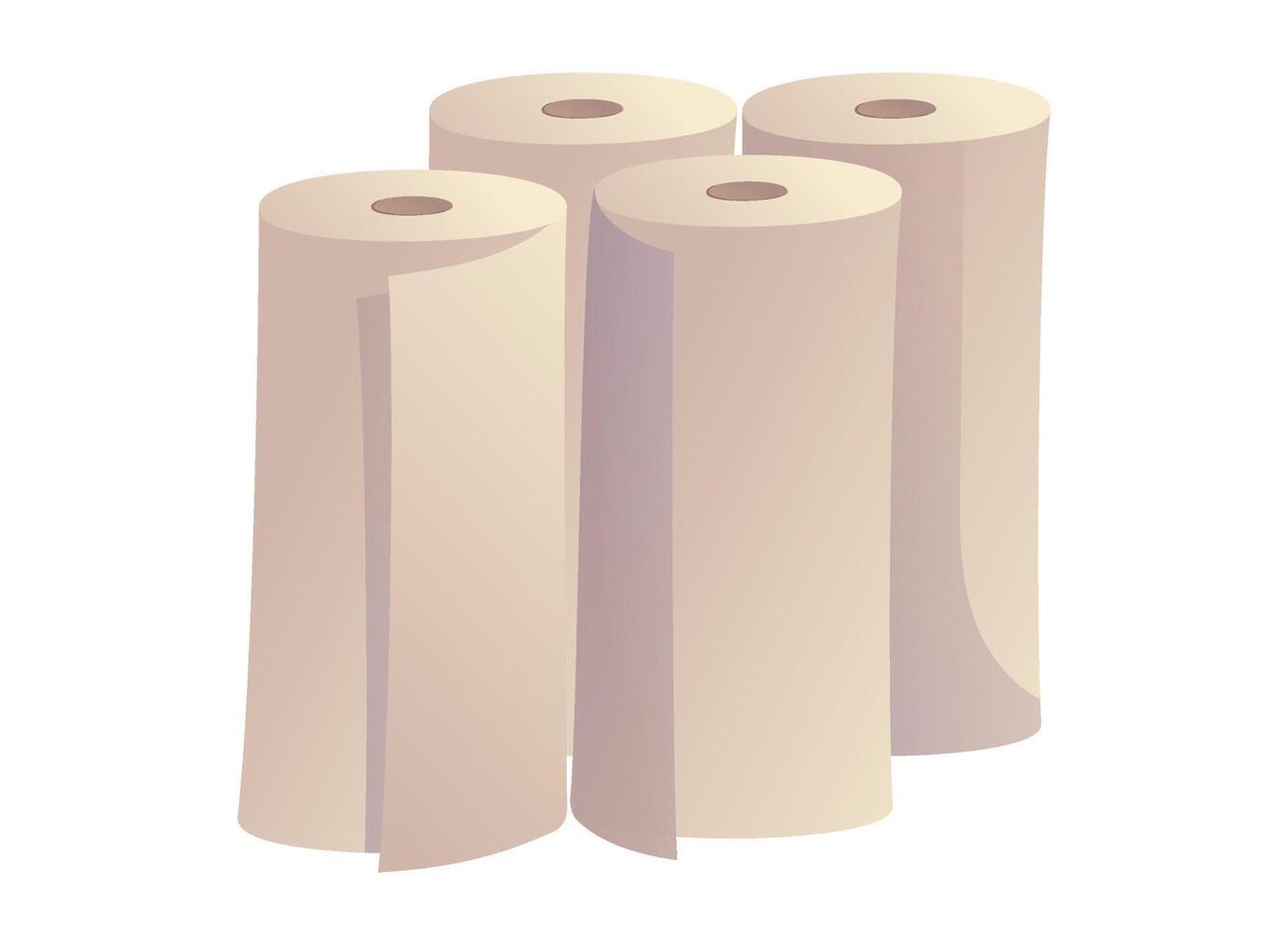 Set of rolled up rolls of tissue paper towels. isolated cartoon illustration. vector