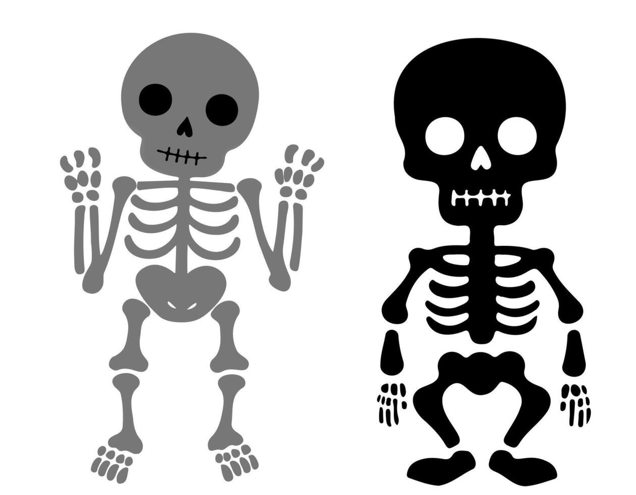 set of halloween skeletons. Skeleton human anatomy. Character for halloween in cartoon style. vector