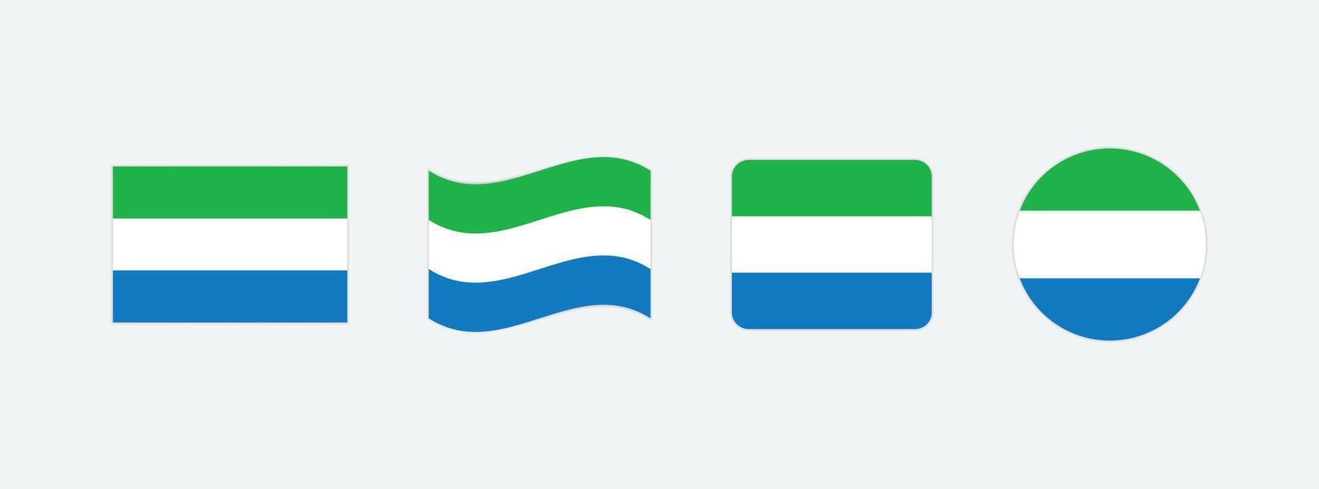 Sierra Leone flag. Set of Sierra Leone Flags Collection. vector