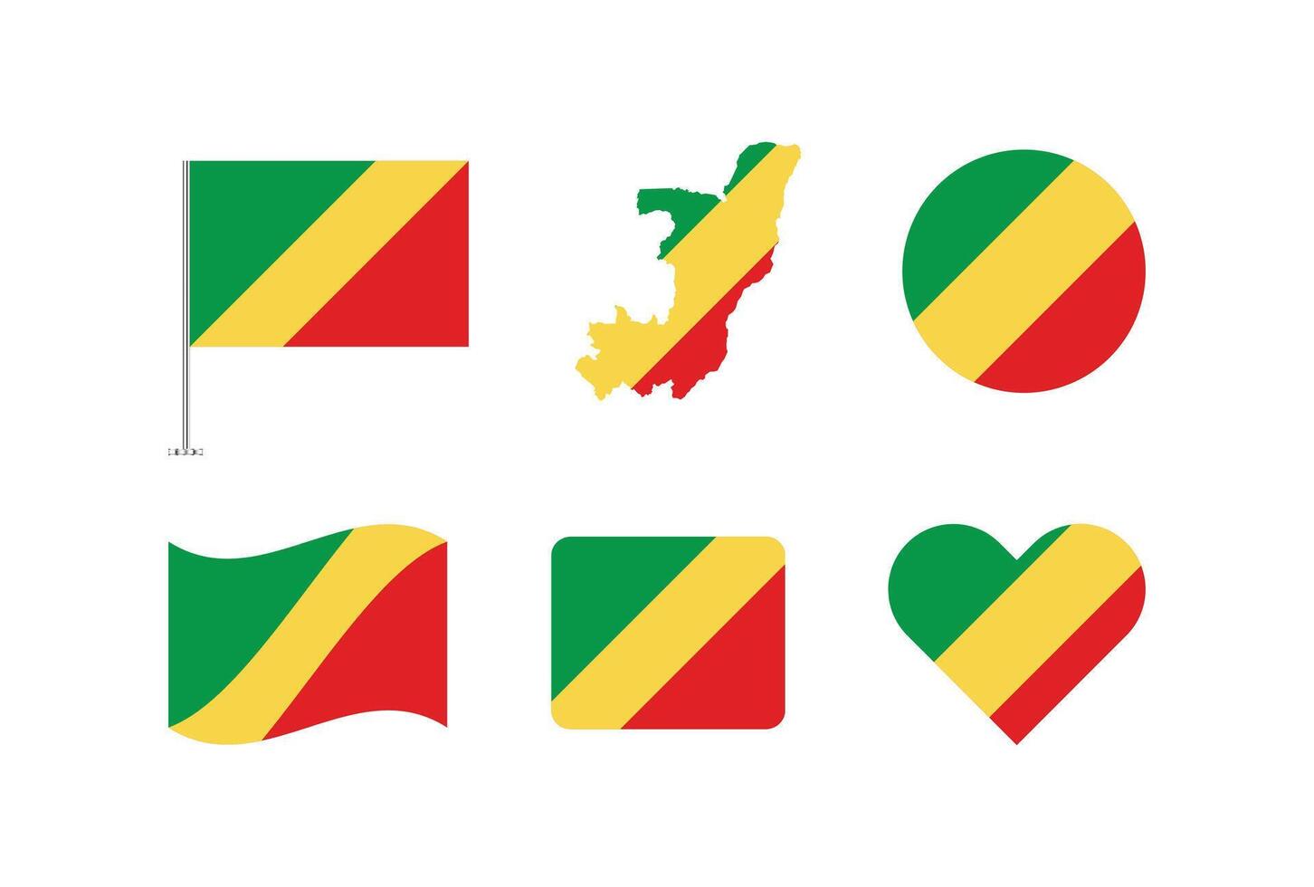 Republic of the Congo flag. Set of Republic of the Congo Flags Collection. vector