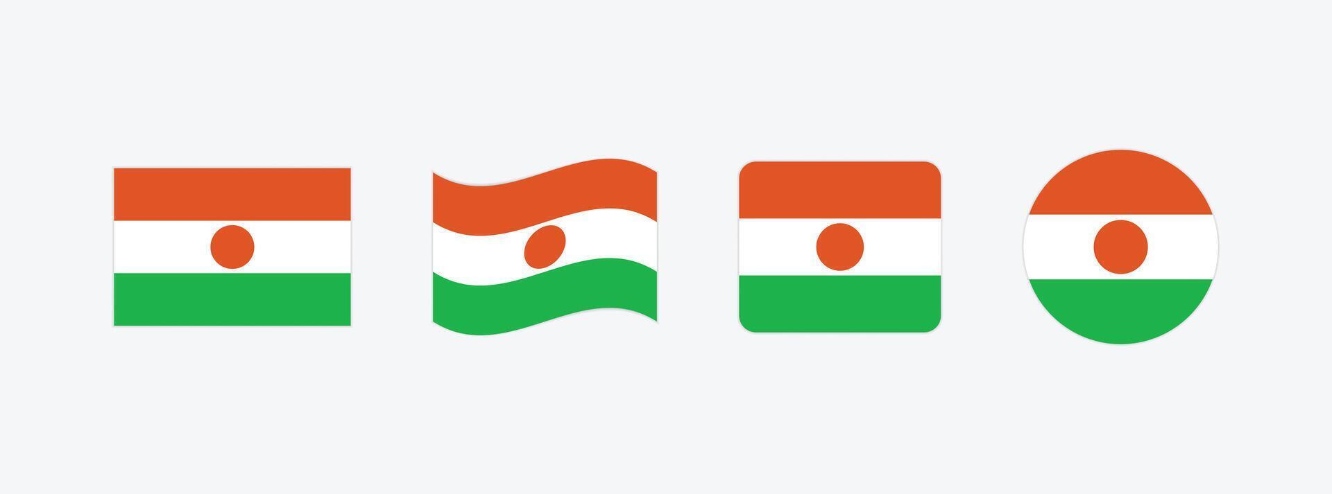 Niger flag. Set of Niger Flags Collection. vector