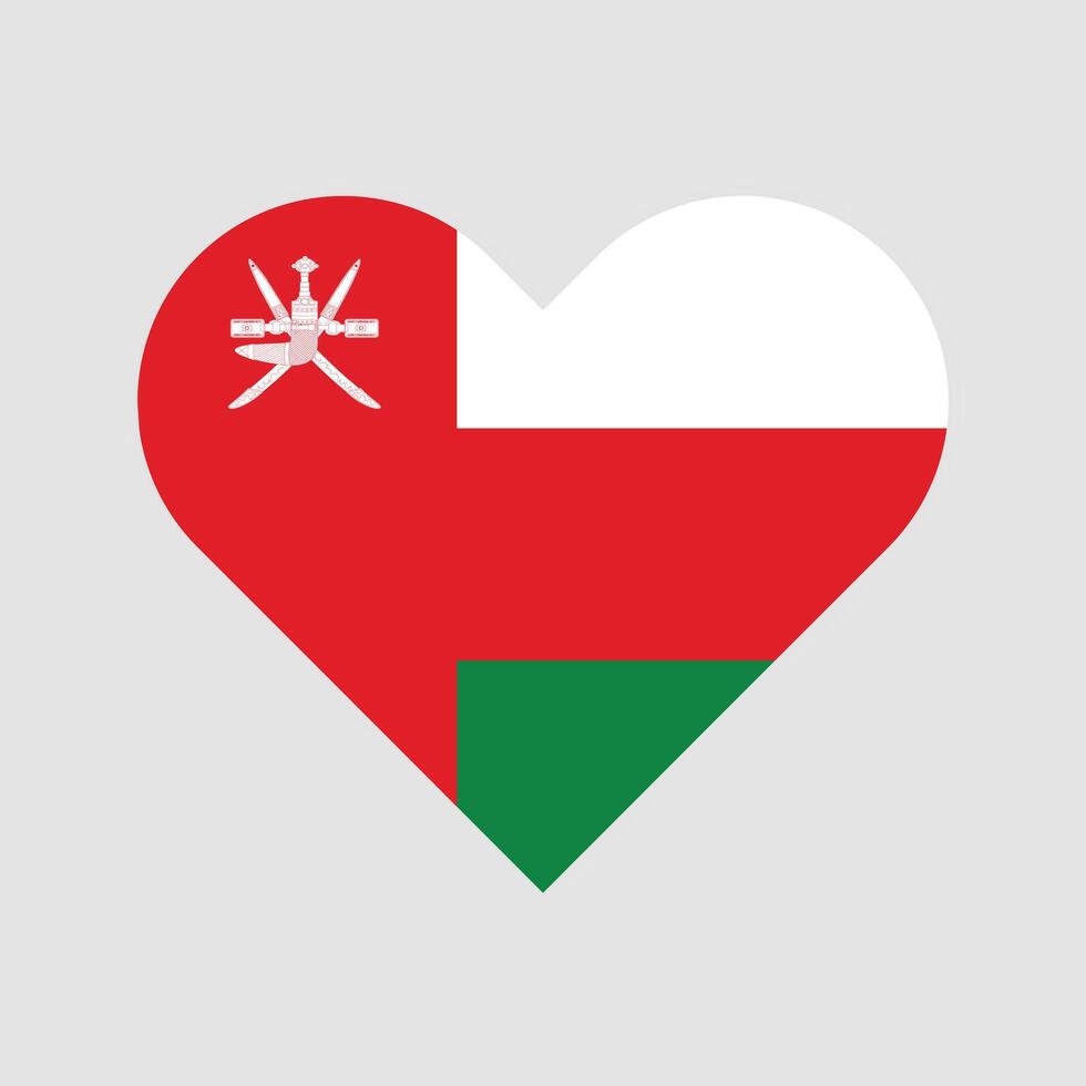National Flag of Oman. Oman Flag. Oman Heart flag. vector