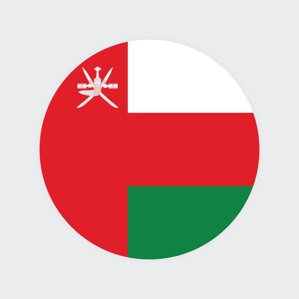 National Flag of Oman. Oman Flag. Oman Round flag. vector