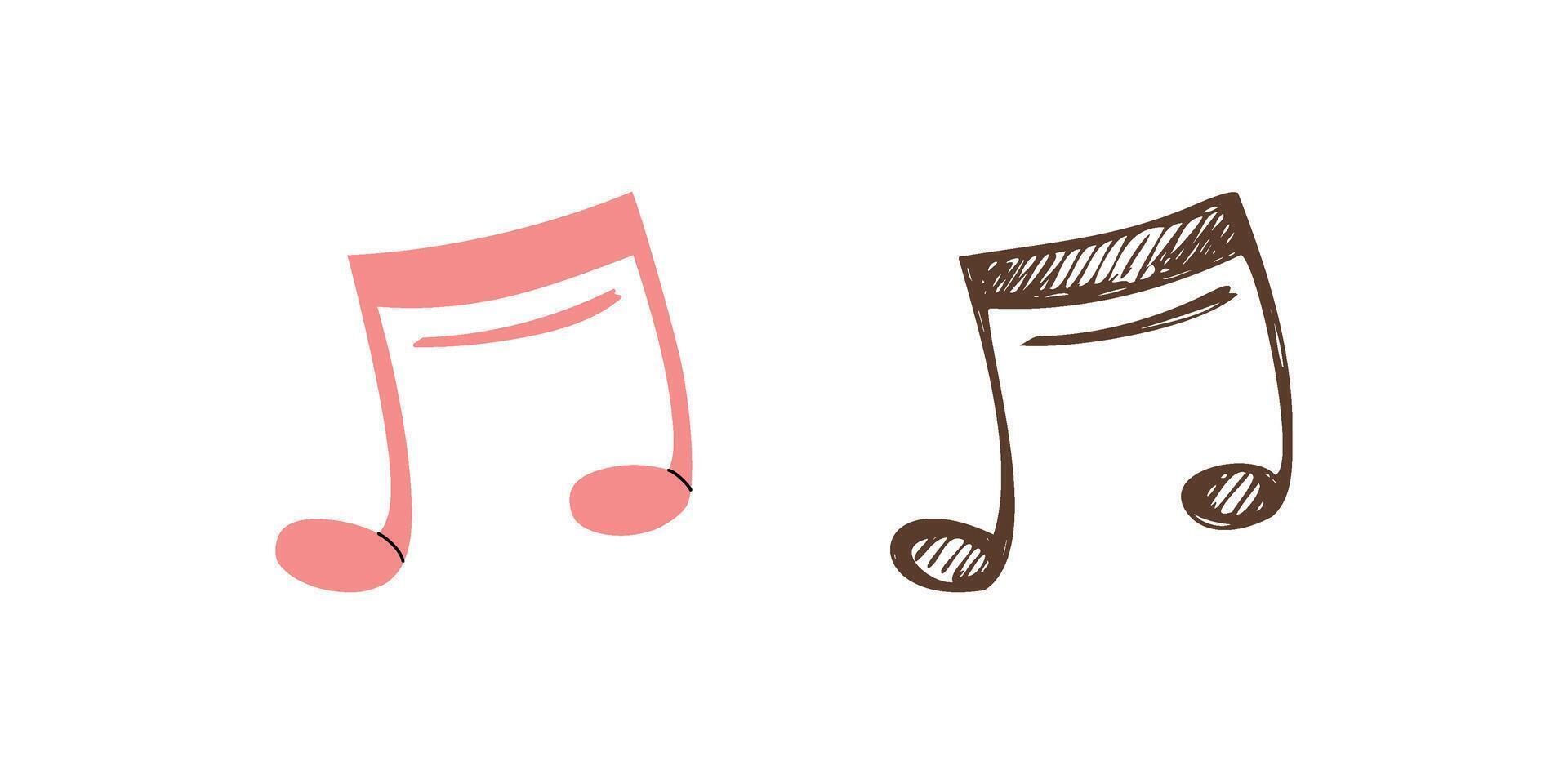 flat and hand drawn sketch style music Illustration. Musical note sketch. Back to School. vector
