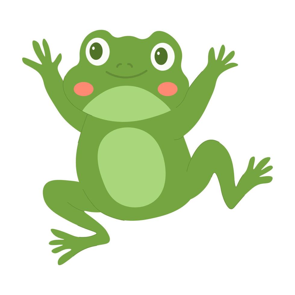 Cute children's illustration of a jumping frog. Flat illustration vector