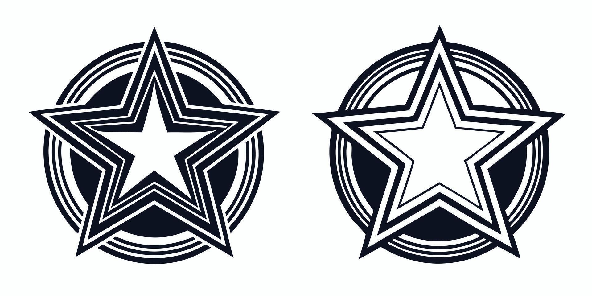 two star shapes in black and white logo vector