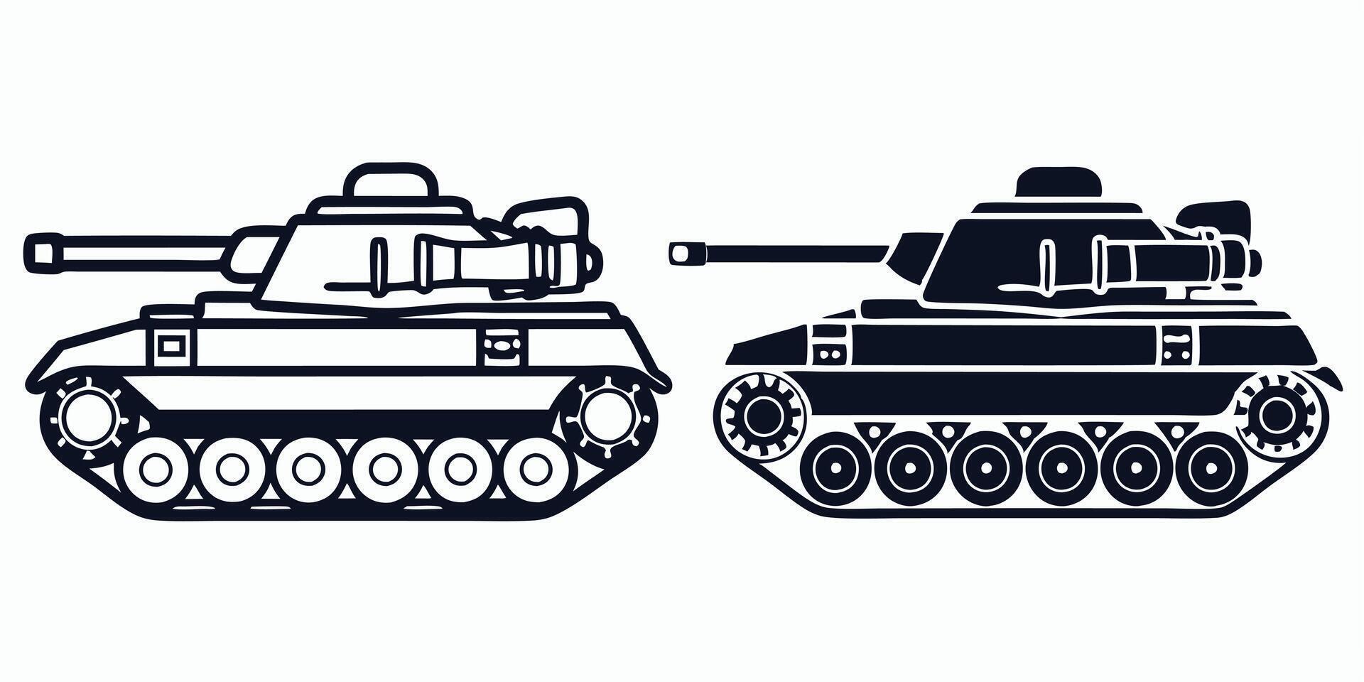 two tanks on a white background vector