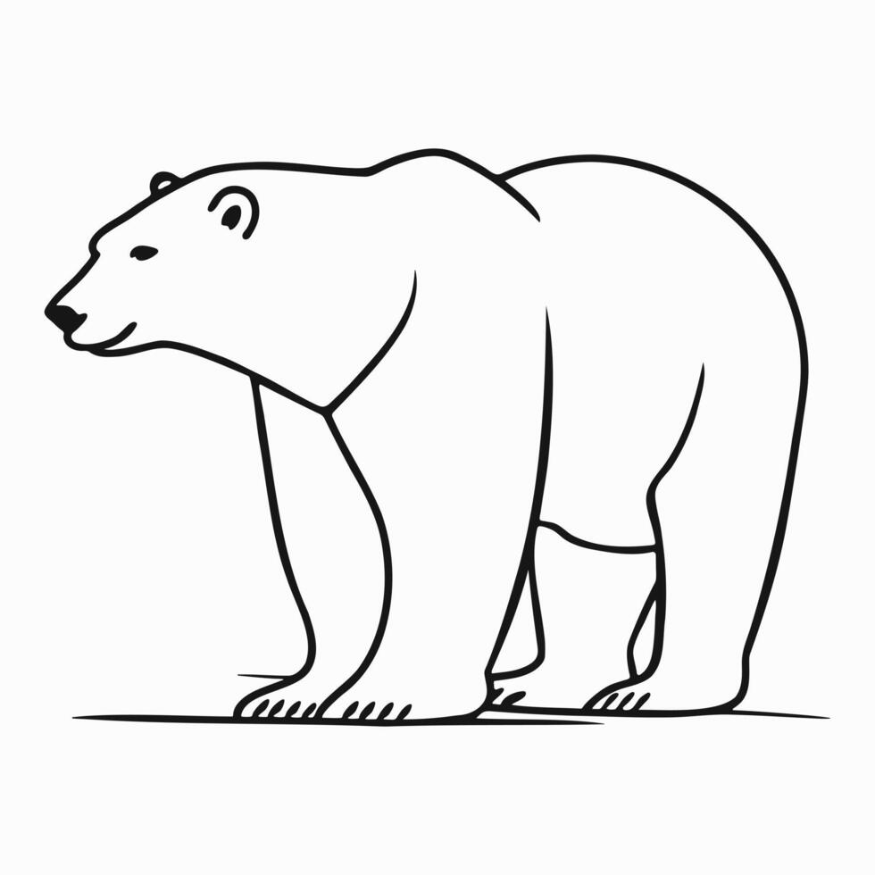 Outline polar bear on white background. Line art. Animal design element for logo, print or logo vector
