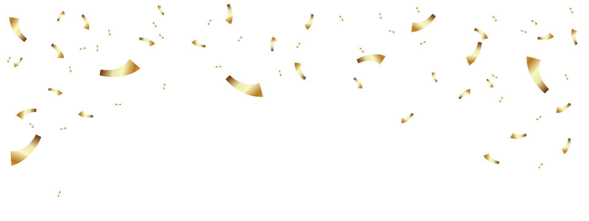 Gold Confetti explosion on transparent background with copy space for text or design elements. Pieces of shiny gold paper flying. vector
