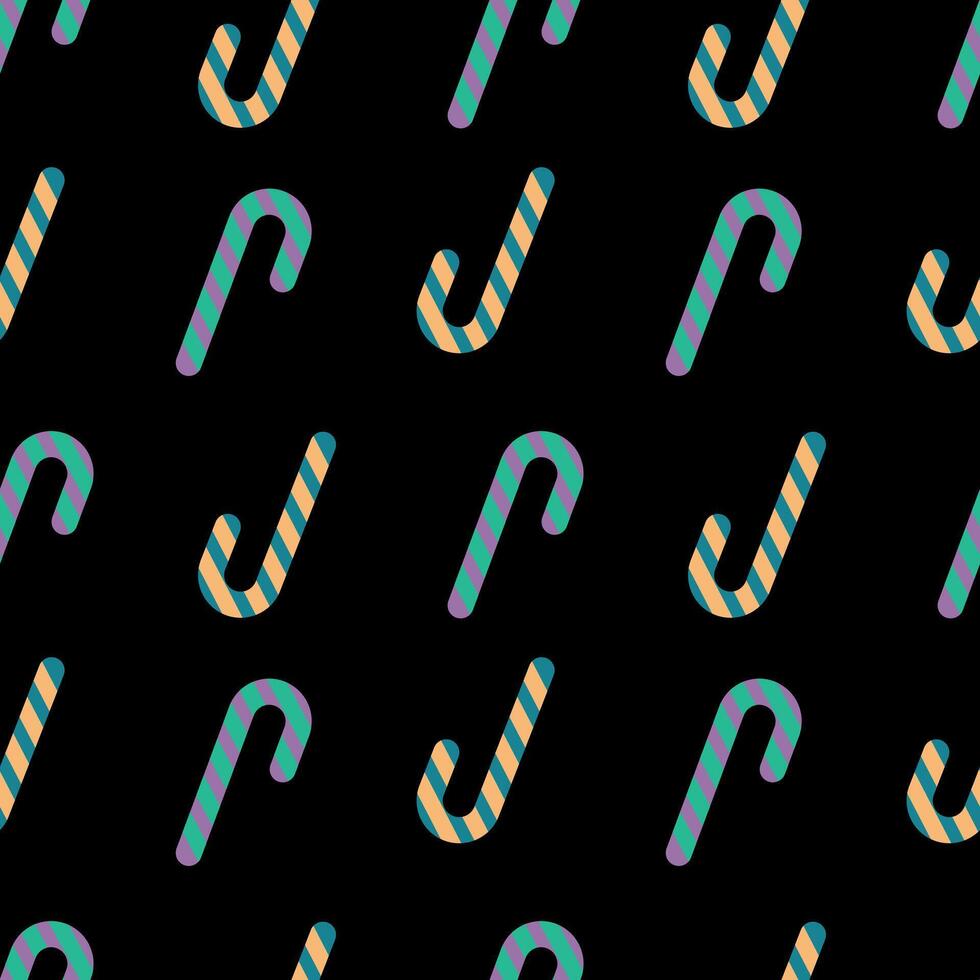 Halloween seamless pattern. Striped lollipops on a black background. illustration for fabric, background, packaging, wrapping paper, cover, case, card vector