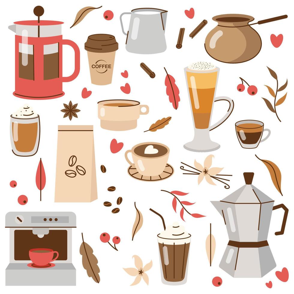 offee illustrations simple minimalistic flat design style. design elements for projects vector