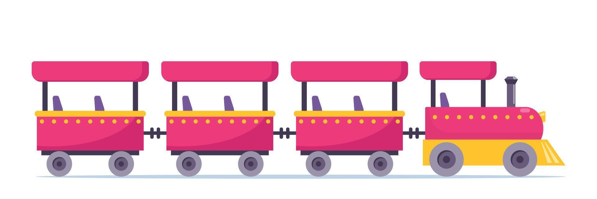 Child train carousel, amusement park attraction for kids. illustration. vector